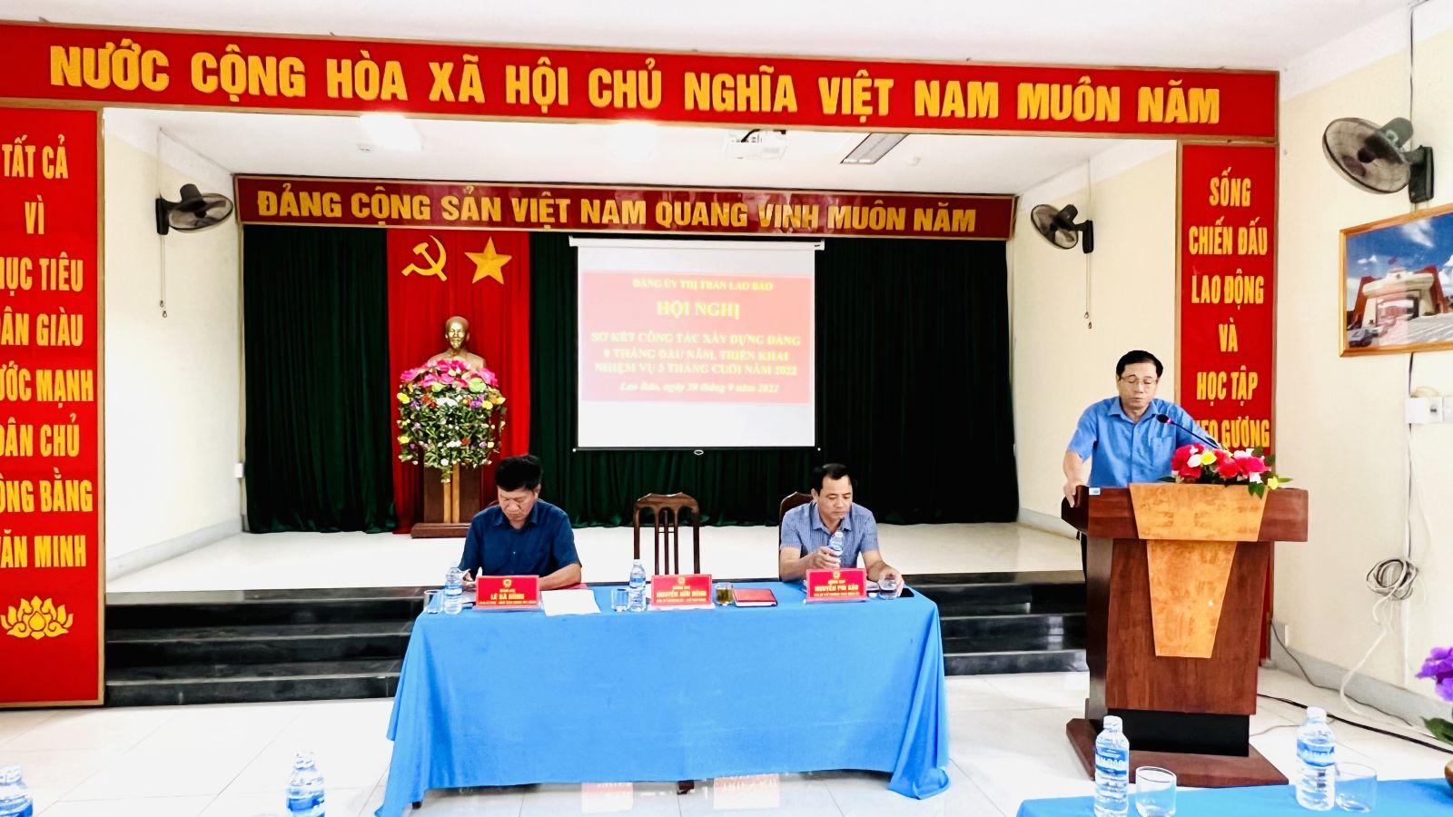 Đảng ủy thị trấn Lao Bảo tổ chức Hội nghị sơ kết công tác xây dựng Đảng 9 tháng đầu năm 2022