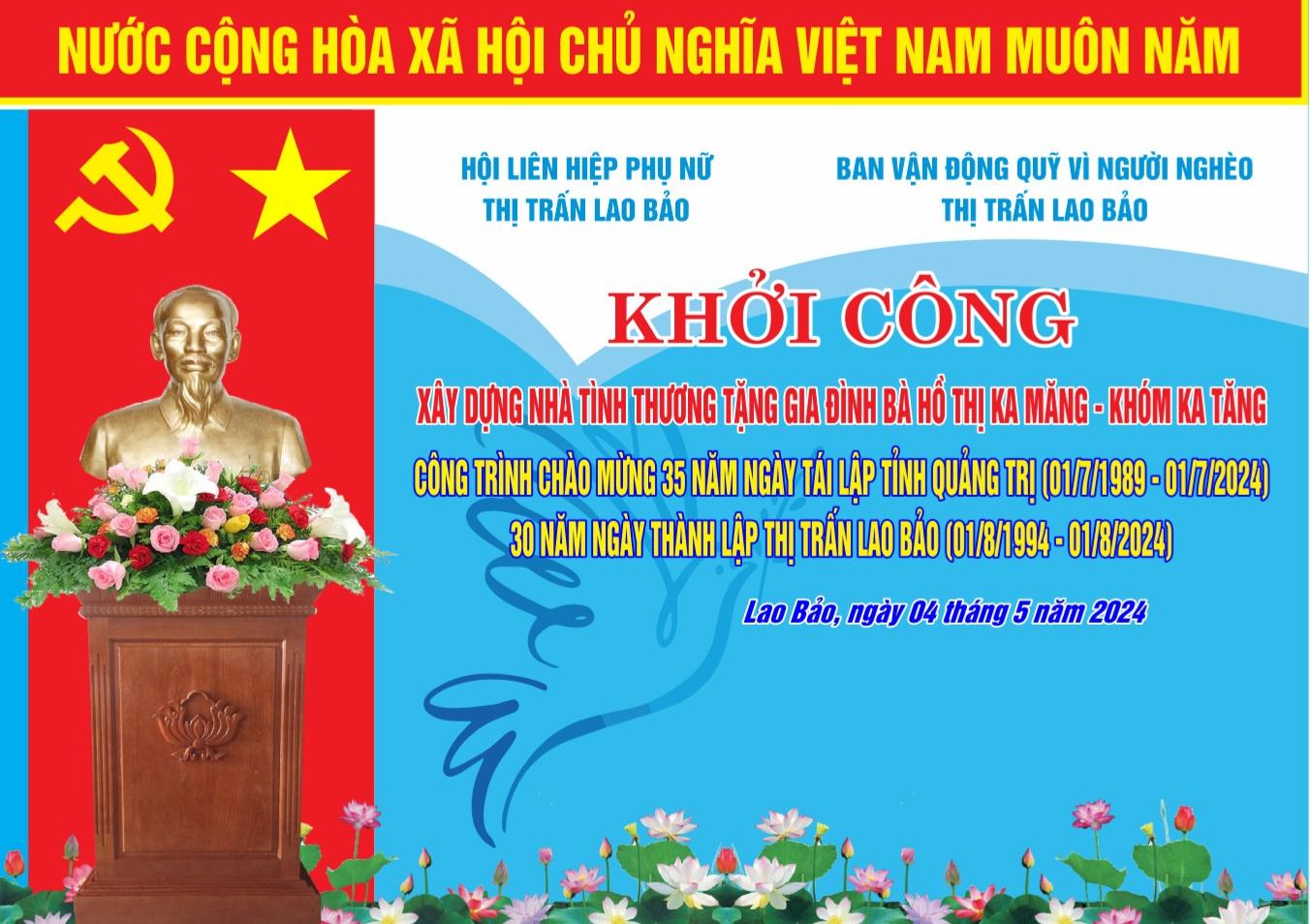 Khởi công xây dựng nhà tình thương chào mừng kỷ niệm 35 năm ngày tái lập tỉnh Quảng Trị (01/7/1989...